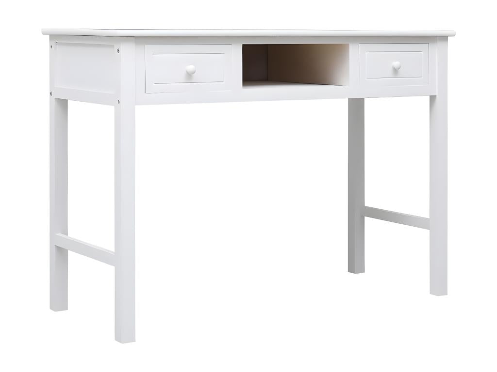 White Desk 108x45x76 cm Solid Paulownia Wood ZSTG08720