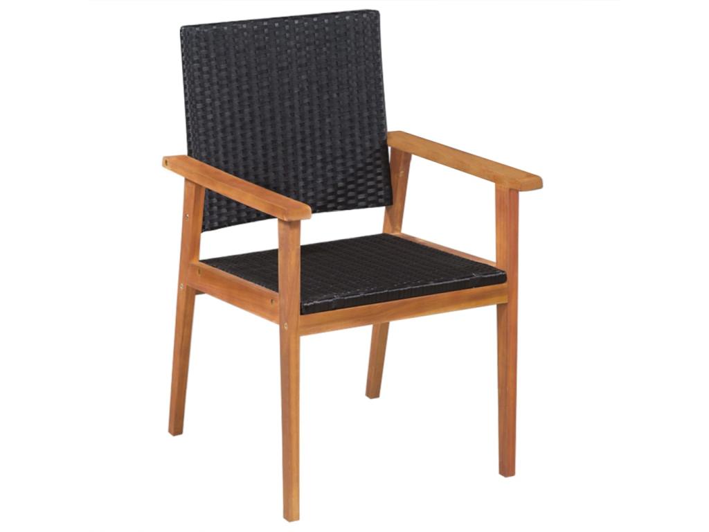 5-piece garden dining set, black and brown wicker resin, NIXZ47882