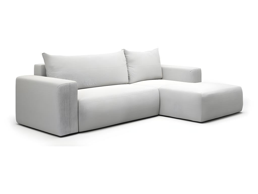 Meublori 3-seater right-hand corner sofa bed with storage, light grey
