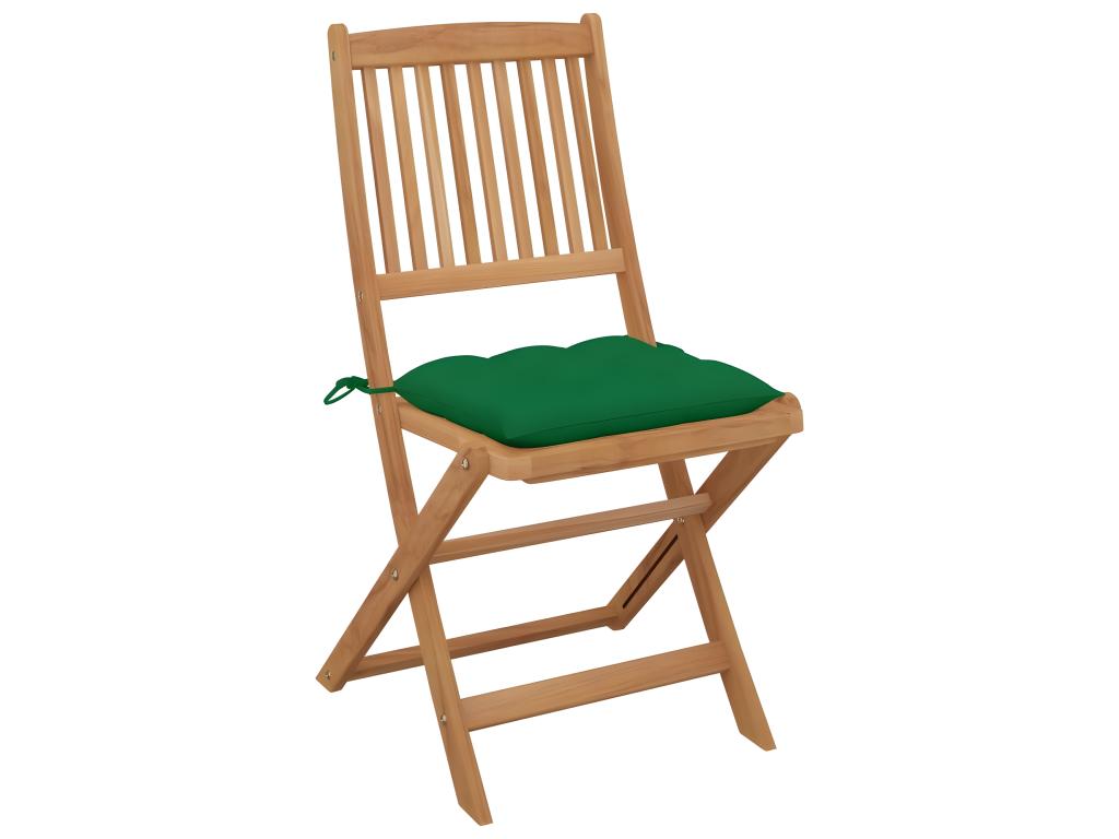 Folding garden chairs, set of 4 with cushions, Chicyla wood, ZUIN73740