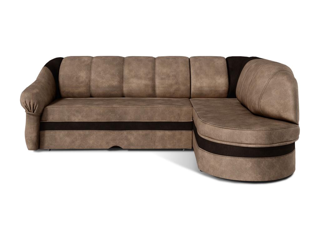 Chicyla 250cm Right-Hand Corner Sofa Bed in Light and Dark Brown Velvet NUYO54586