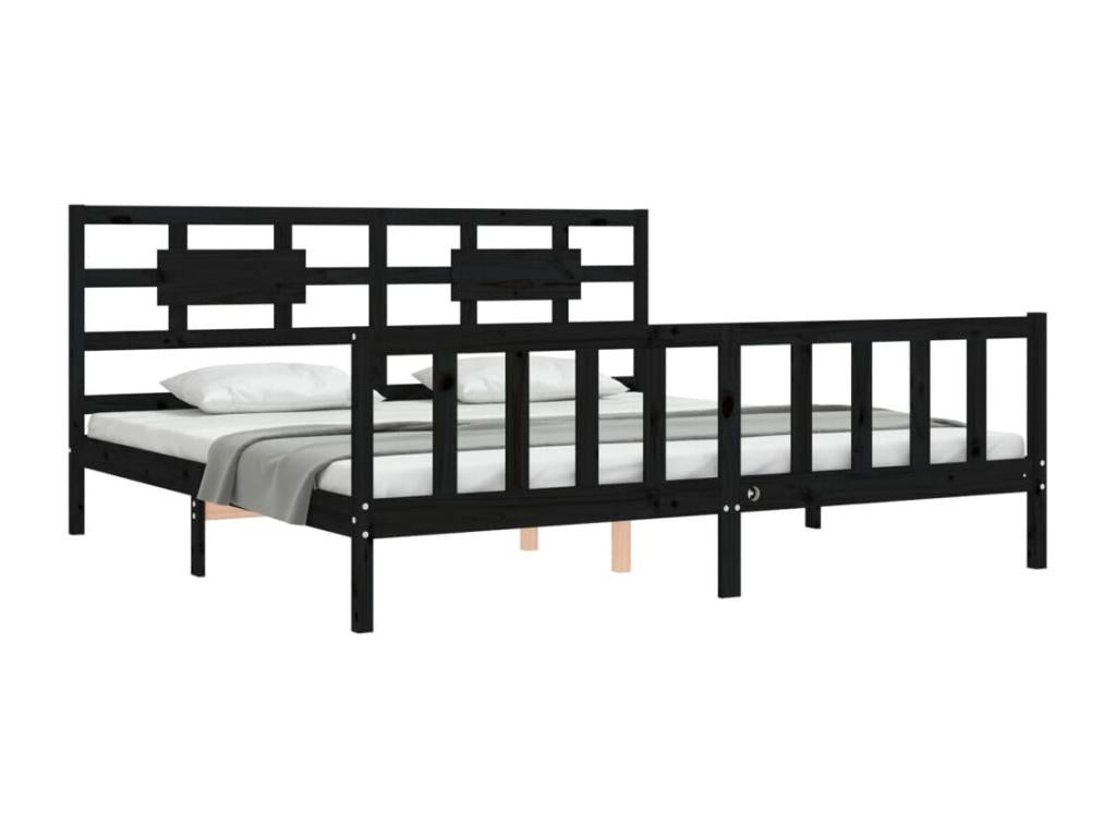 Bed frame with black headboard 200x200 solid wood YGQZ20385