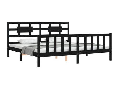 Bed frame with black headboard 200x200 solid wood YGQZ20385