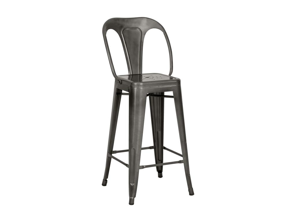 Domopure XDKD29006 67cm Anthracite Grey Metal Kitchen Island Chair (Set of 2)