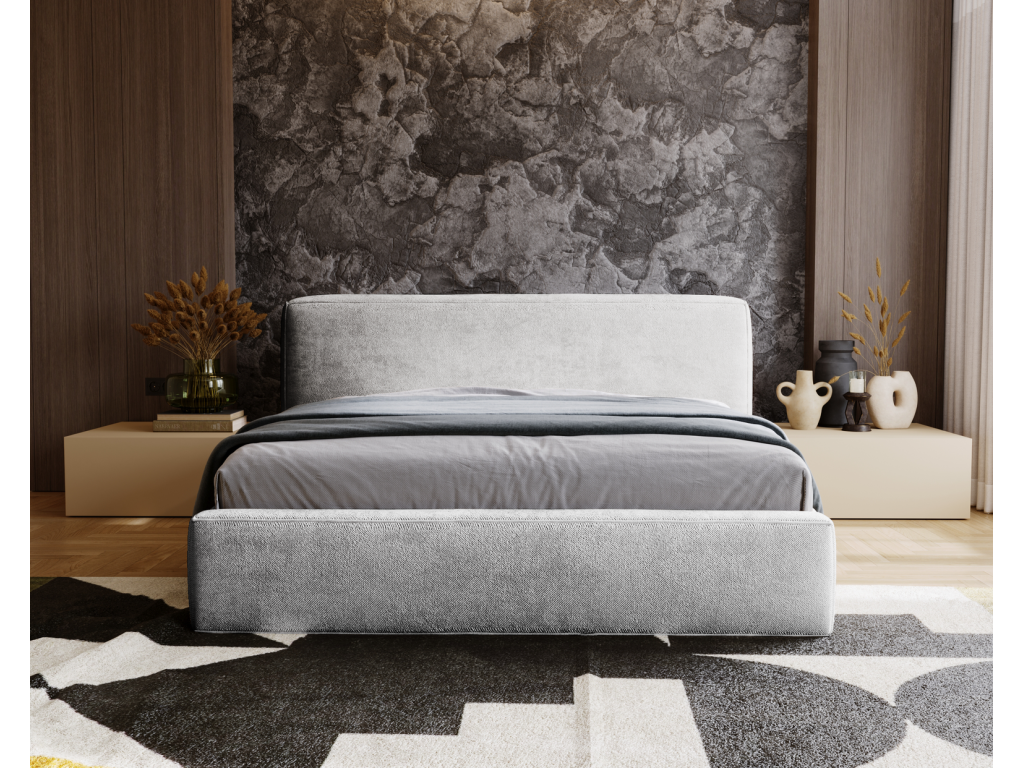 Chicyla Bed 140x200 cm Chicyla - Adult bed with headboard and storage - Light grey bed Symphony 19 RGJX34073