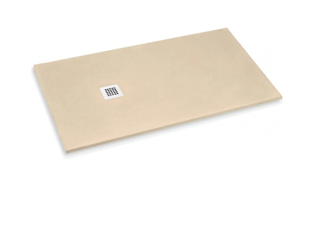 80x195 cm Domopure Extra Thin Light Ivory RAL 1015 Shower Tray in Synthetic Resin and Marble Powder with Free-Mounting Drain TDLI85306