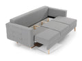 Chicyla 235cm HYRB82203 3-seater convertible sofa in light beige faux leather with quilted upholstery