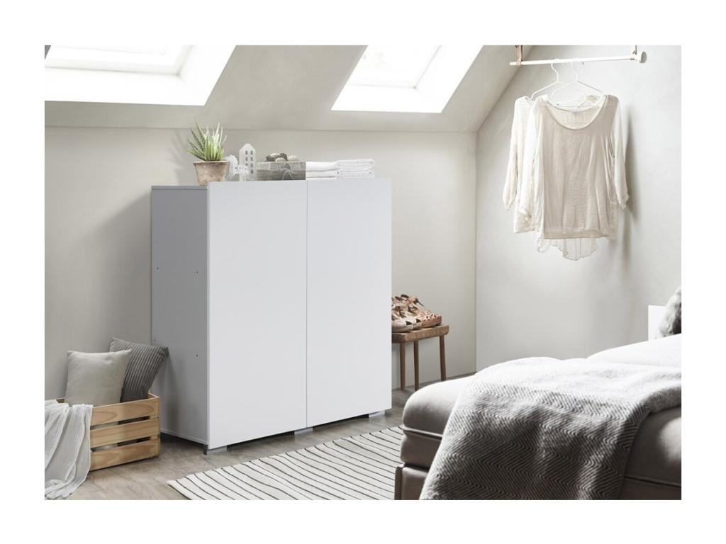TINY double-door storage unit – 100x120 cm – White – Modern design LOYI41707