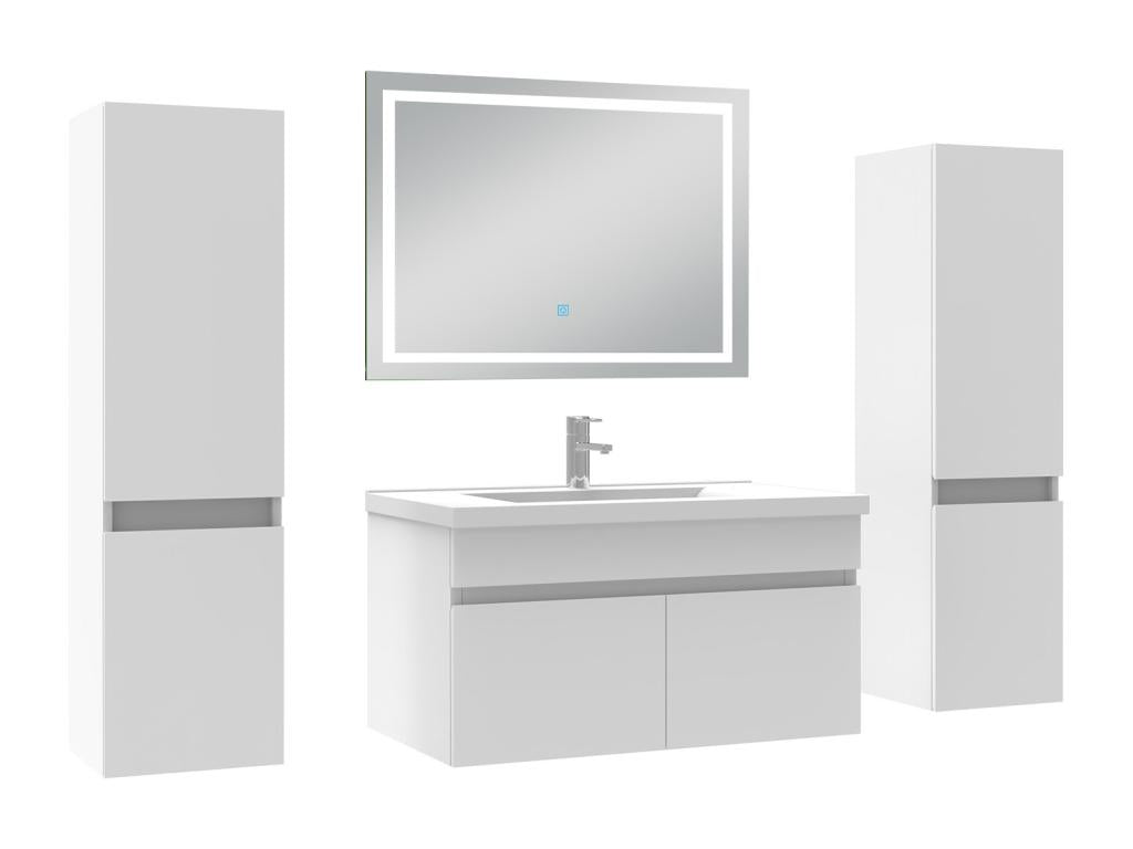 80cm Bathroom Furniture Set with Illuminated Mirror Column, 3 Colors, White