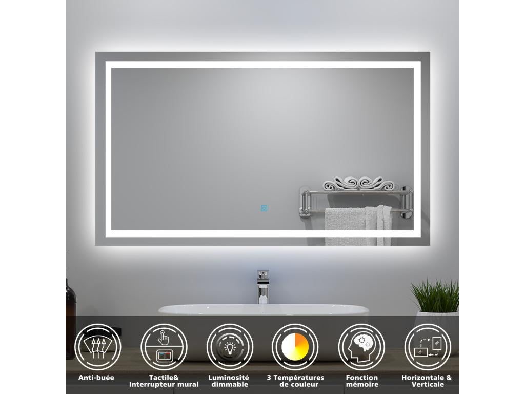 80cm Bathroom Furniture Set with Illuminated Mirror Column, 3 Colors, White