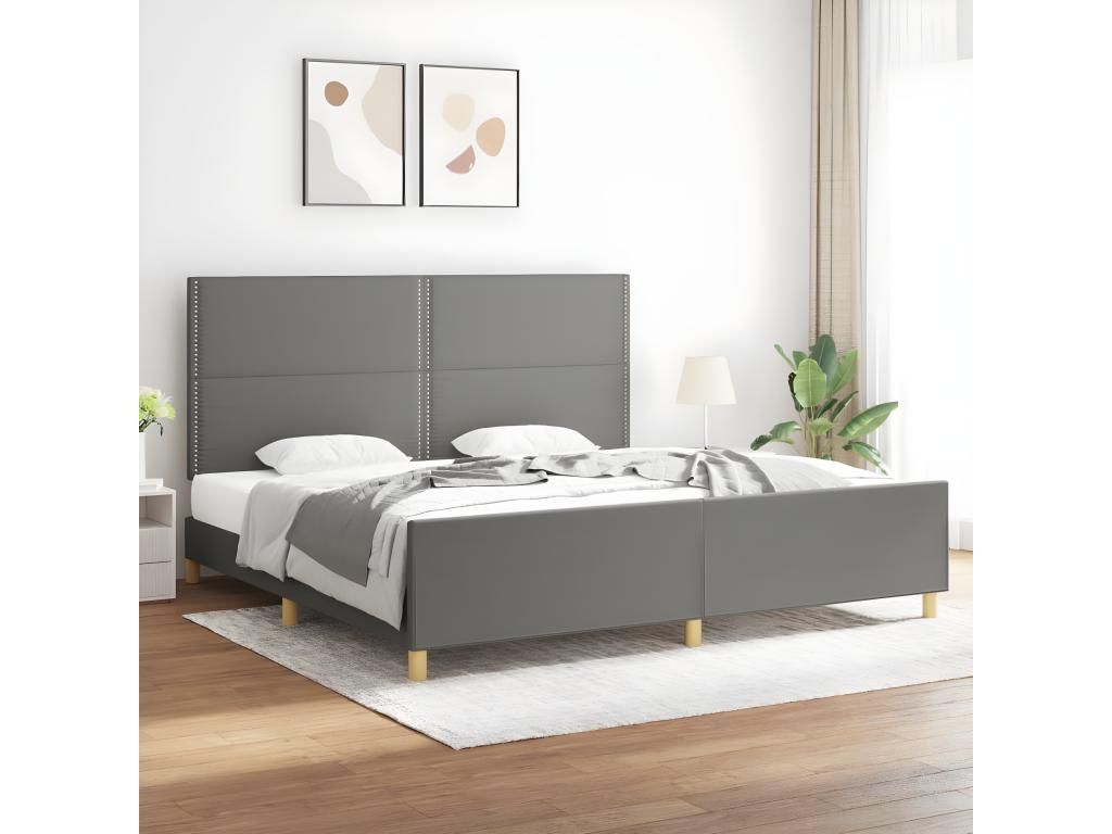 Dark grey bed frame without mattress, 200x200 cm, fabric JXWC19216