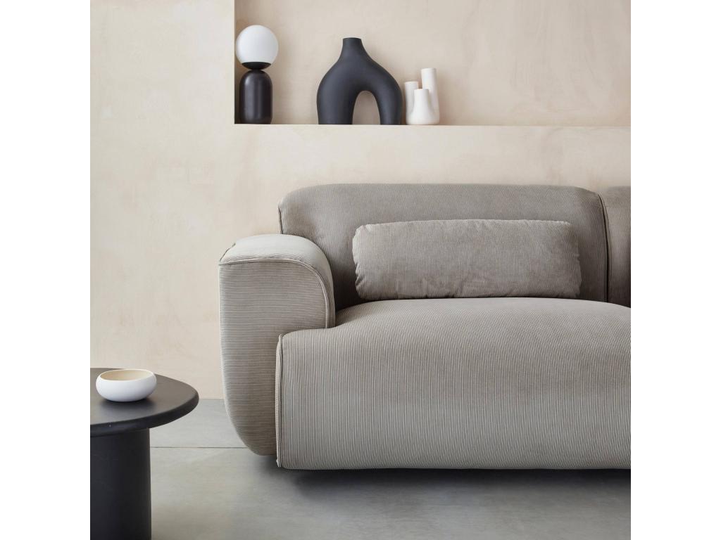 3-seater sofa - light grey corduroy fabric, 2 removable cushions - Chicyla W 230 x D 98 x H 73cm QOWH80238