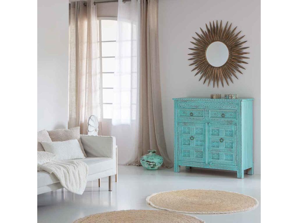 Blue distressed wood sideboard 101x41x101 RSGS07529