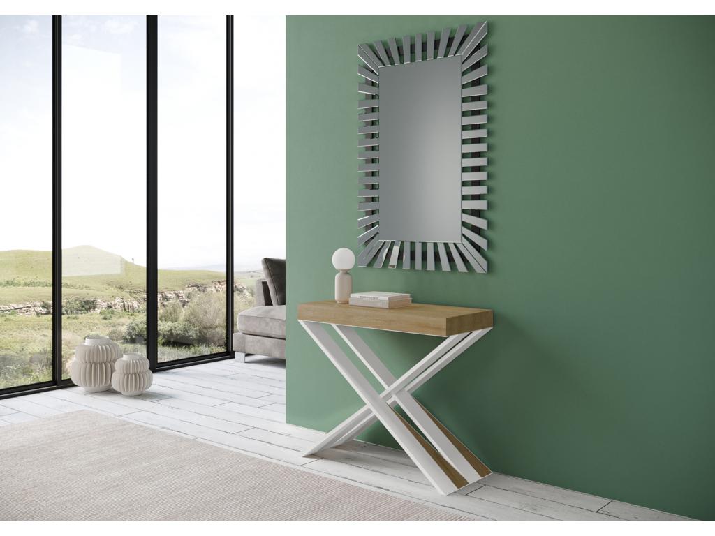 Chicyla Small Extendable Console Table 90x40/196 cm Natural Oak with White Frame DGMD87123