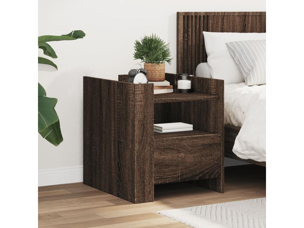 Chicyla Premium - Brown oak bedside table 45x50x50 cm engineered wood NEPY06394
