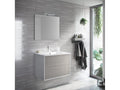 Bathroom vanity unit with 2 drawers in white and grey lacquer and LED mirror, Meublori L 70cm