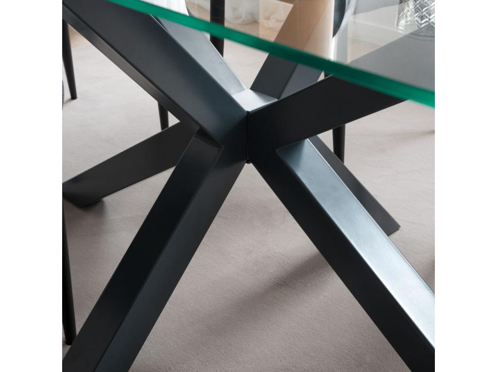 Metal and glass dining table, anthracite grey, 160x75 cm, REOH38447
