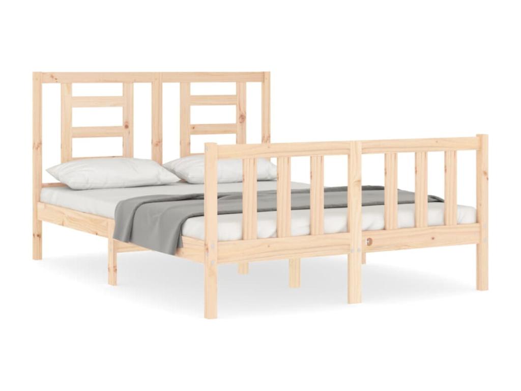 Bed frame with headboard 140x190 cm solid wood SEWP88386