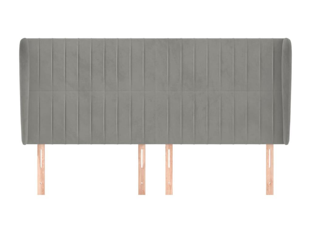 Headboard with wings, light grey, 163x23x118/128 cm, velvet, YXIJ05944