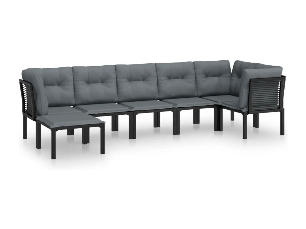 7-piece black and grey resin wicker garden furniture set ZWVO47742