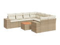 Garden furniture set with cushions, 9 pieces, beige woven resin, LAOC23466