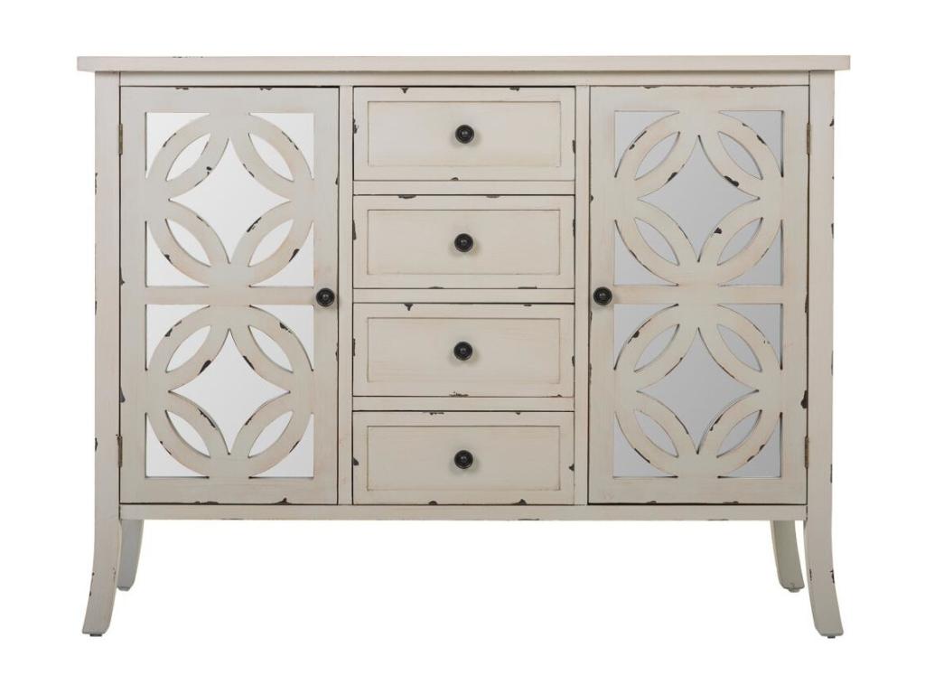 Wooden sideboard with white glass front, 110x37x84cm