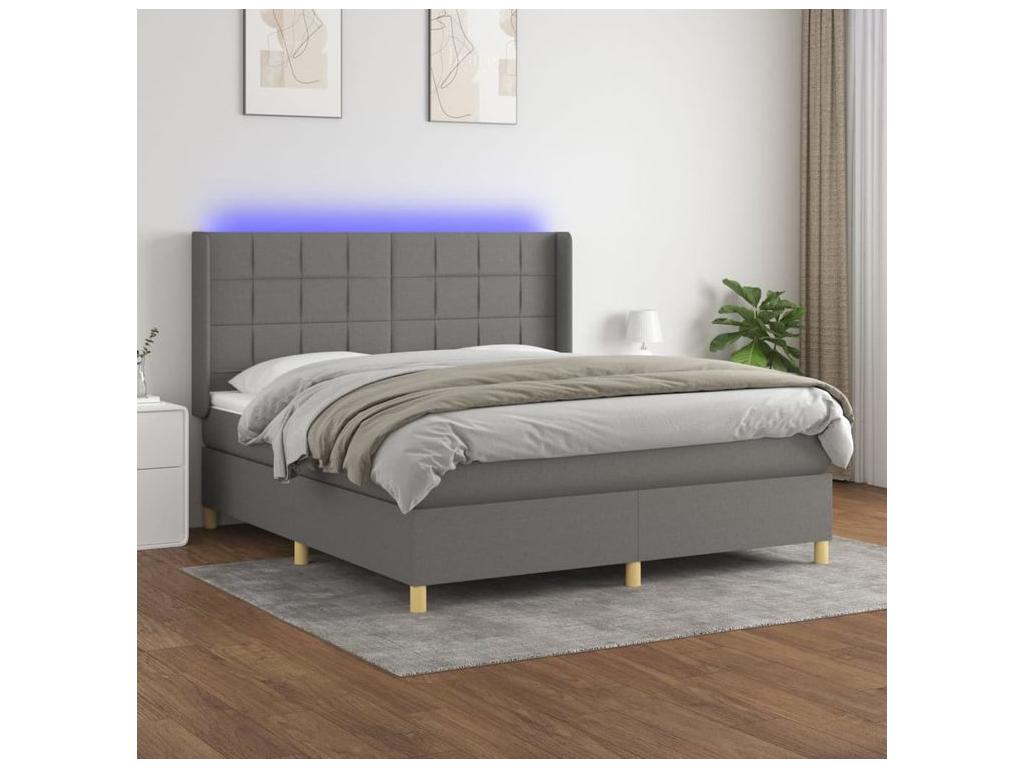 Domopure bed base with LED mattress, dark grey, 180x200 cm, fabric XNVT30016