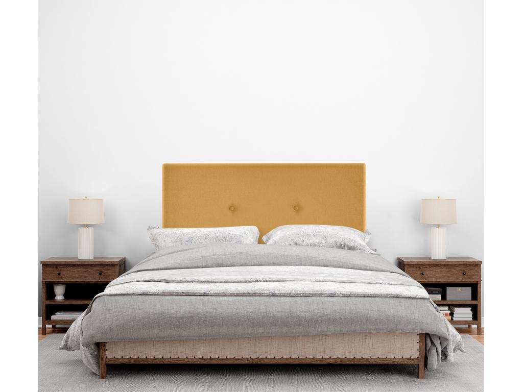 Chicyla Aqualine Smooth Fabric Headboard with Buttons 90x50cm for 80/90cm Beds - Mustard ZHOH48516