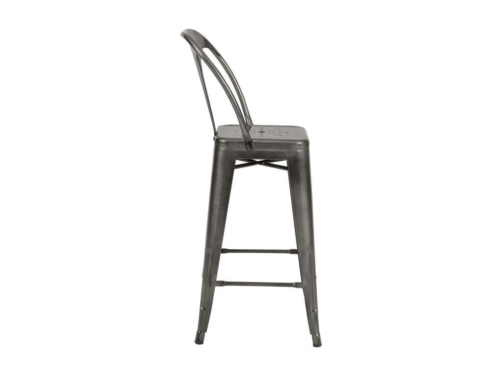 Domopure XDKD29006 67cm Anthracite Grey Metal Kitchen Island Chair (Set of 2)