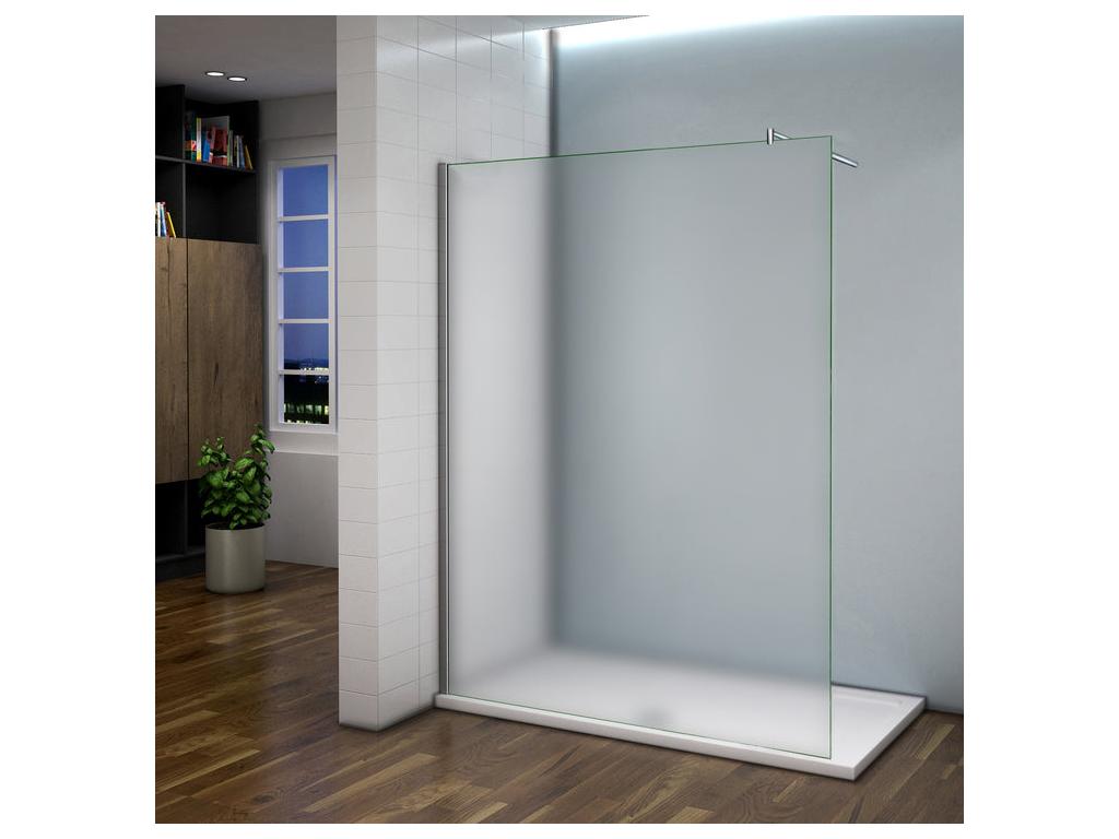 Walk-in shower screen 120x200cm - 8mm tempered sandblasted glass - With 70-120cm cylindrical support bar WIXJ53871