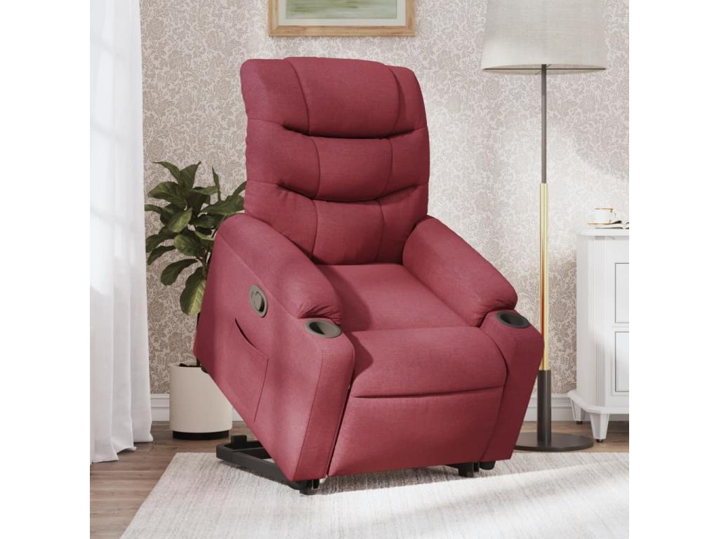 Burgundy red reclining armchair in fabric UWFL20672