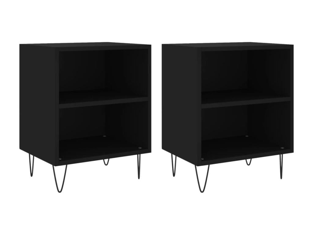 2-piece black bedside tables, 40x30x50 cm, engineered wood, WRAK53330