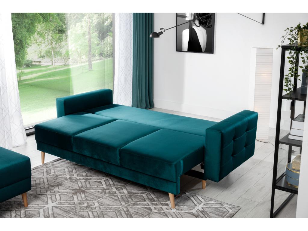 Chicyla 235cm HYRB82203 3-seater convertible sofa in light beige faux leather with quilted upholstery