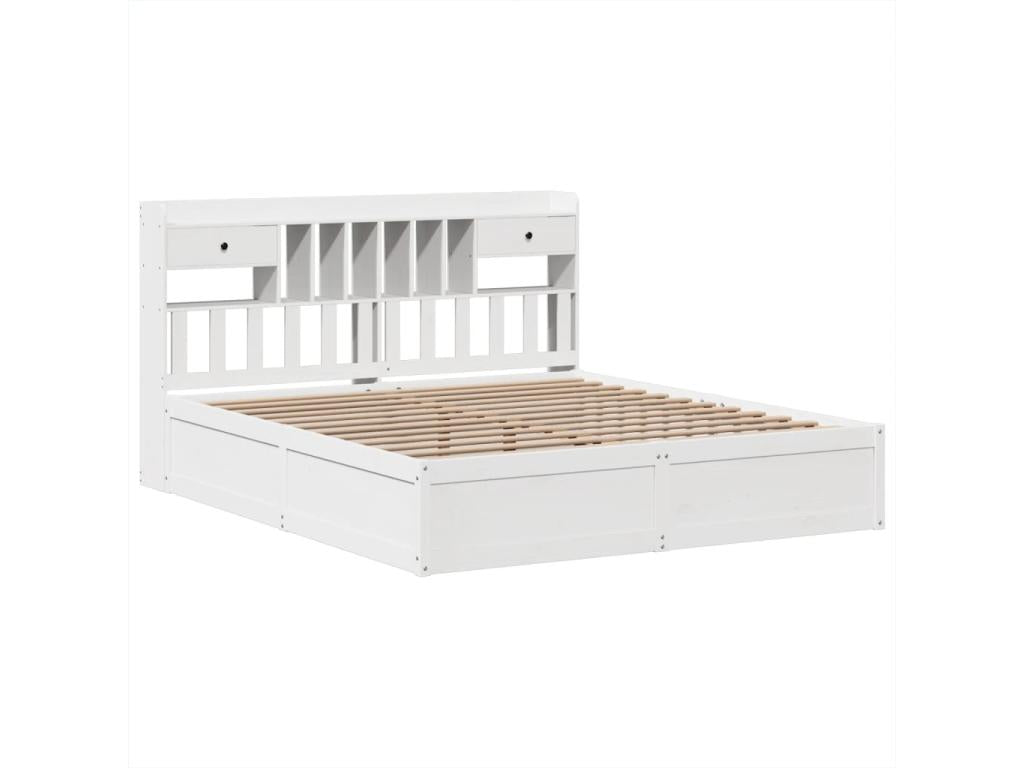Bed frame without mattress, white, 180x200 cm, solid pine wood, NVEQ80744