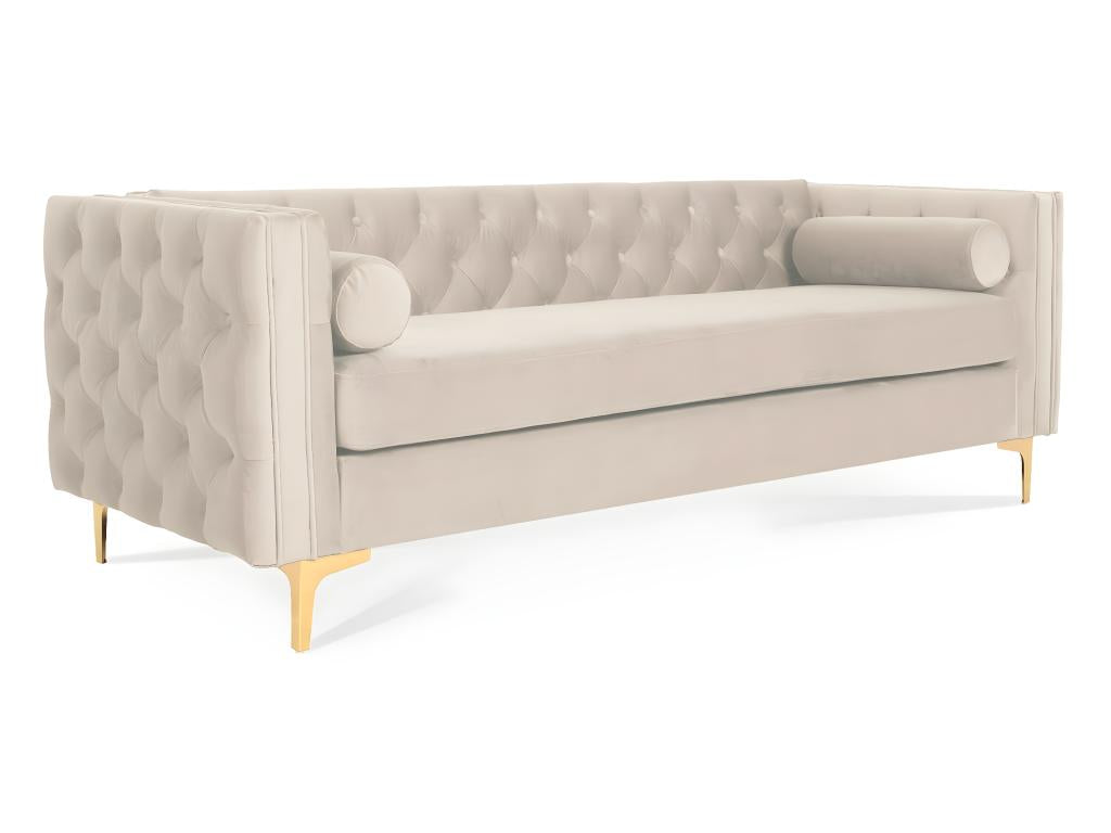 Chicyla 3-seater sofa in beige velvet with gold legs UJSS54039