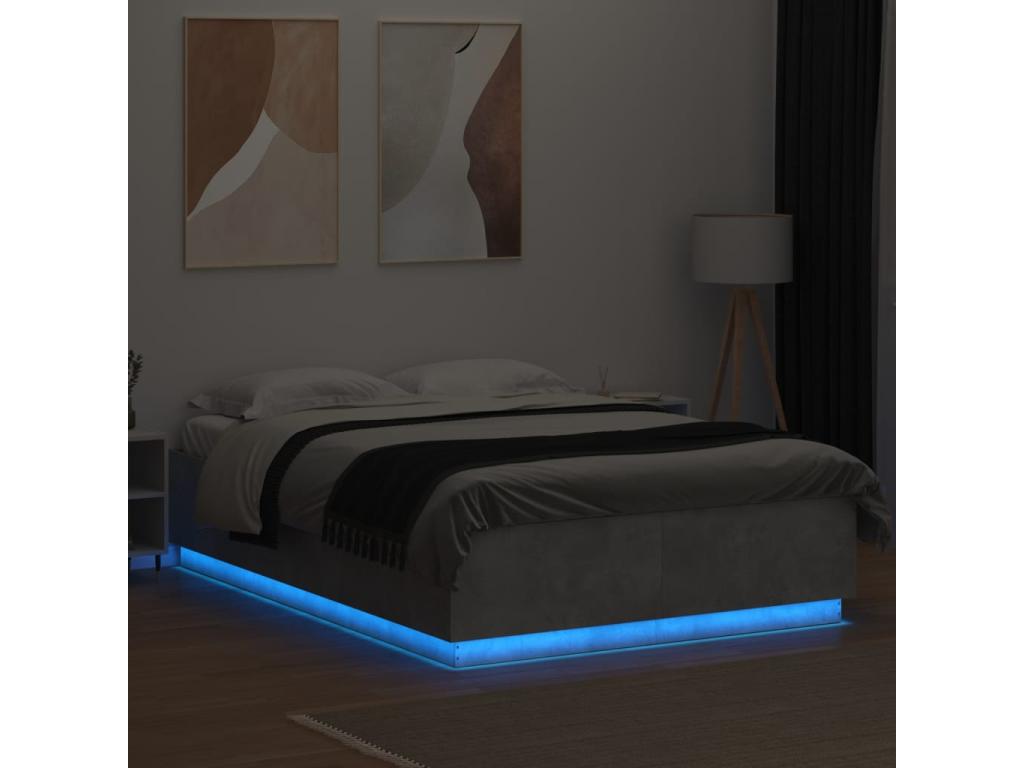 Bed frame with LED lights, concrete grey, 160x200 cm FJZQ01318