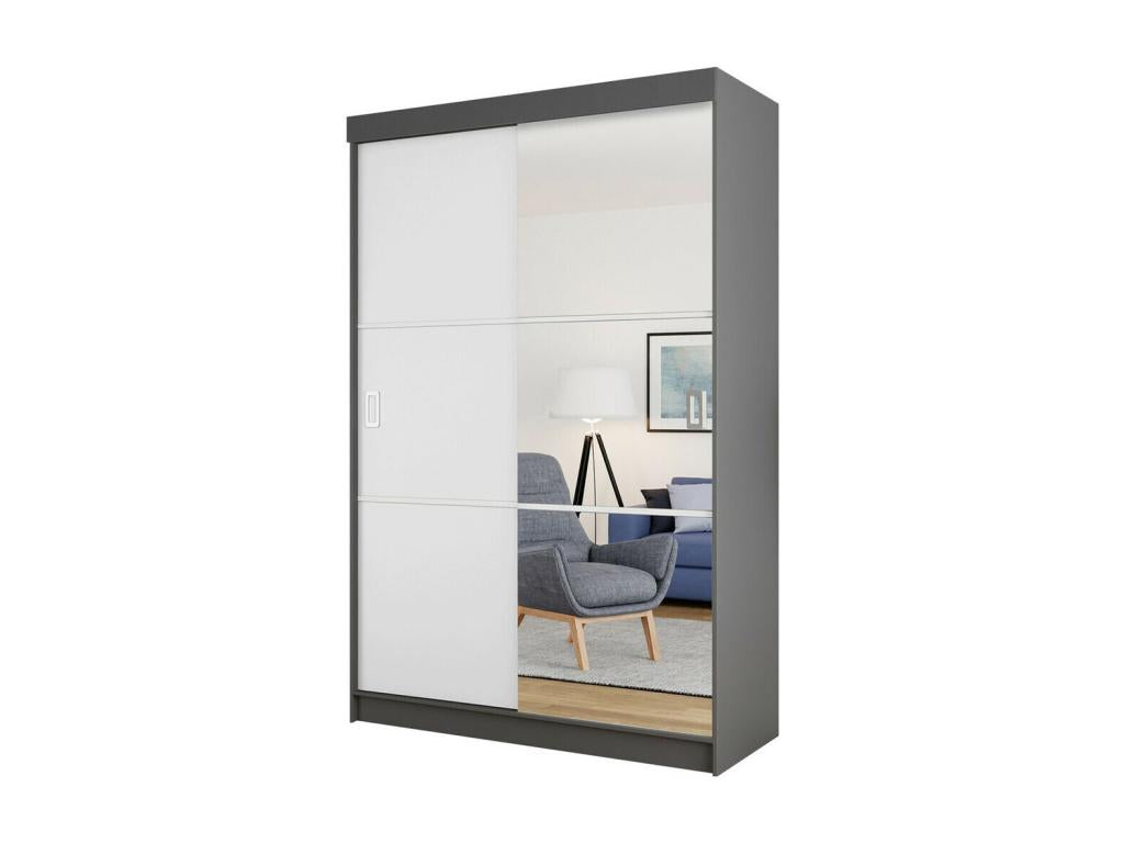 Domopure 111 Wardrobe White - Graphite 205x138x60cm Sliding Wardrobe Doors CYHS84667