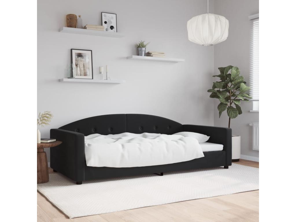 Daybed without mattress, black, 100x200 cm, velvet, YJID75312