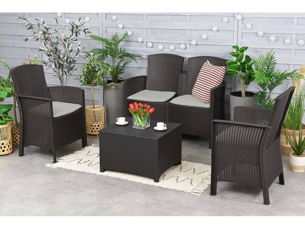 Urano Outdoor Lounge Set Garden Furniture with Cushions Indoor Lounge Set with Rattan Effect Made in Italy Anthracite FTTL30239