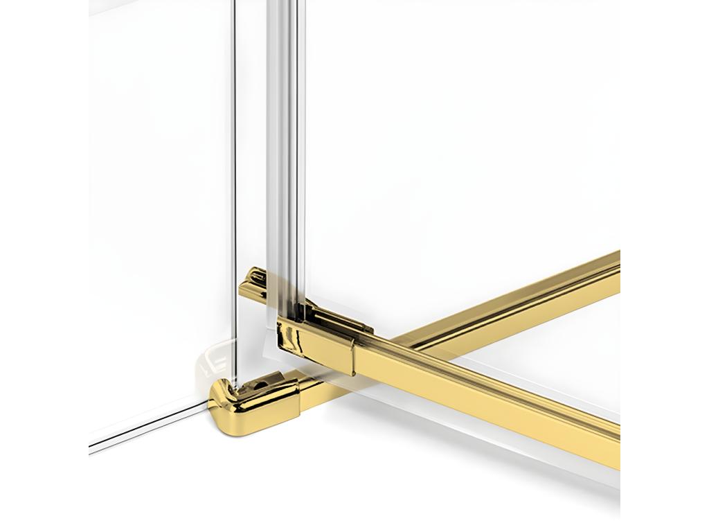 Brushed gold shower enclosure 120x70 cm, left-hand pivot, Meublori GOLD BRUSHED, front access