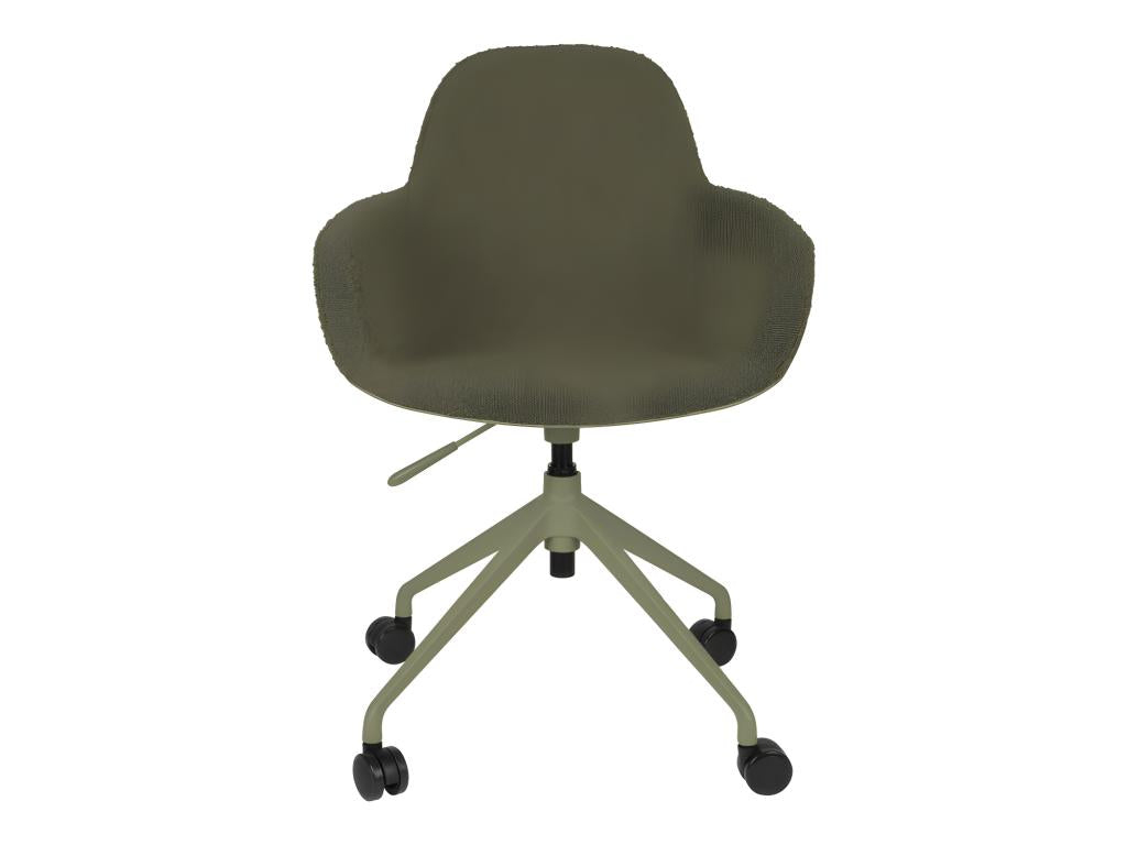 Domopure Kuip - Swivel office chair in bouclé fabric with armrests, Domopure Colour - Green TIKH71056