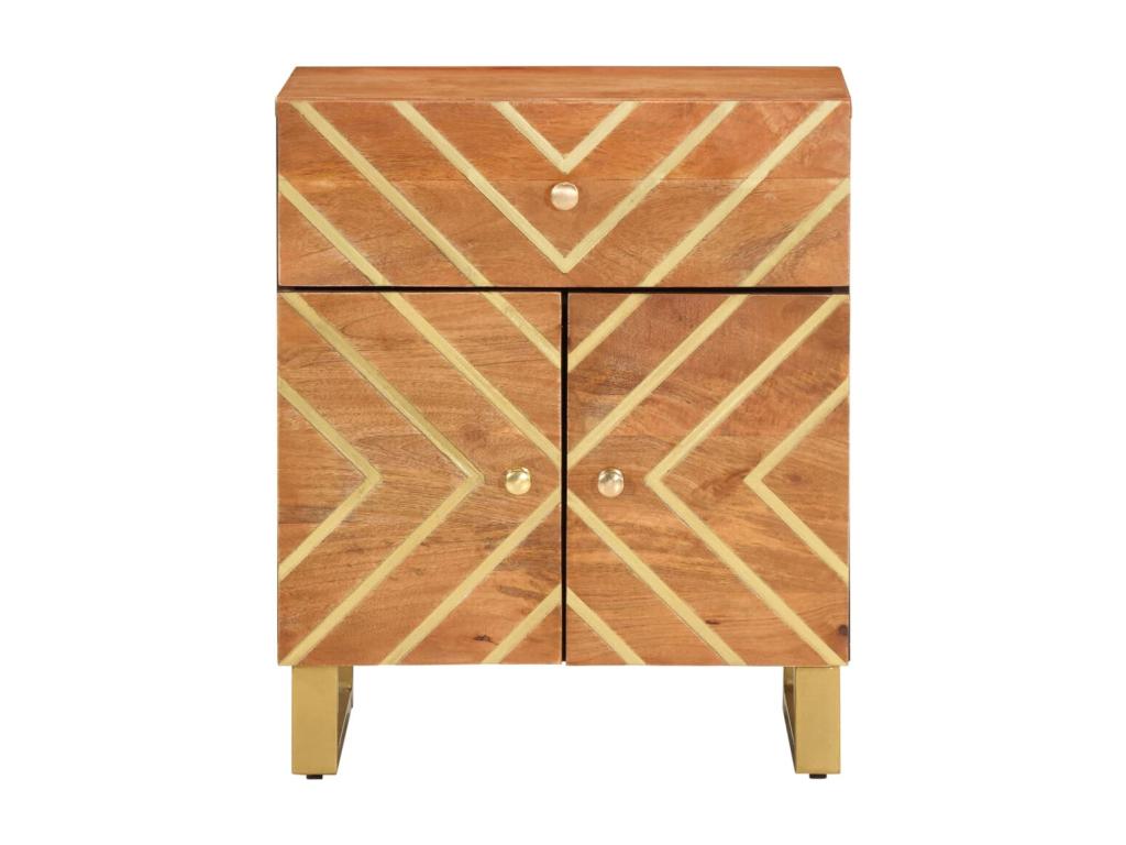 Brown and black bedside table 50x33x60 cm solid mango wood NIXK11305