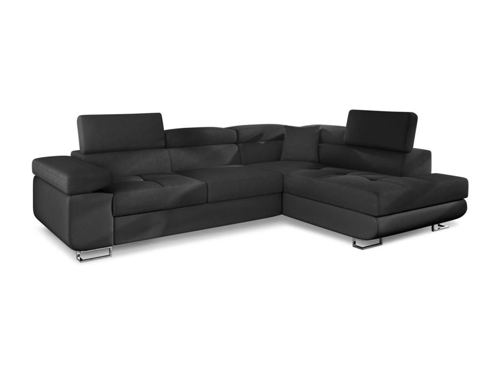 Domopure 275cm Black Right-Hand Corner Sofa Bed DOJS38396