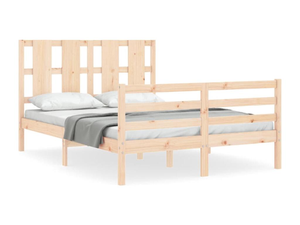 Solid wood bed frame without mattress