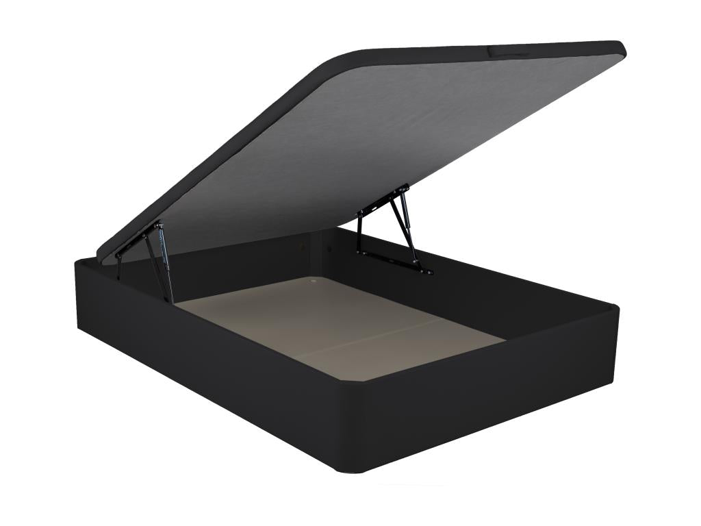 140x190 cm storage bed base in faux leather - Matte black - Chicyla VGVY44717