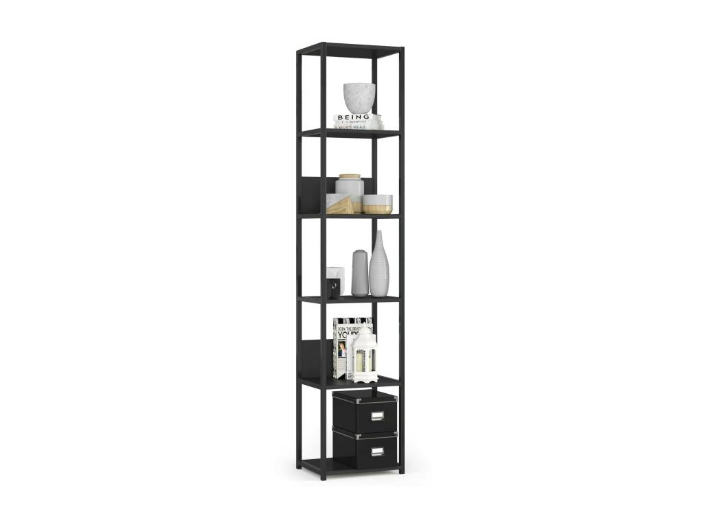 Domopure Black Wall Shelf 40 cm Black Front 6 Shelves 40x32x192 cm OQDZ82229
