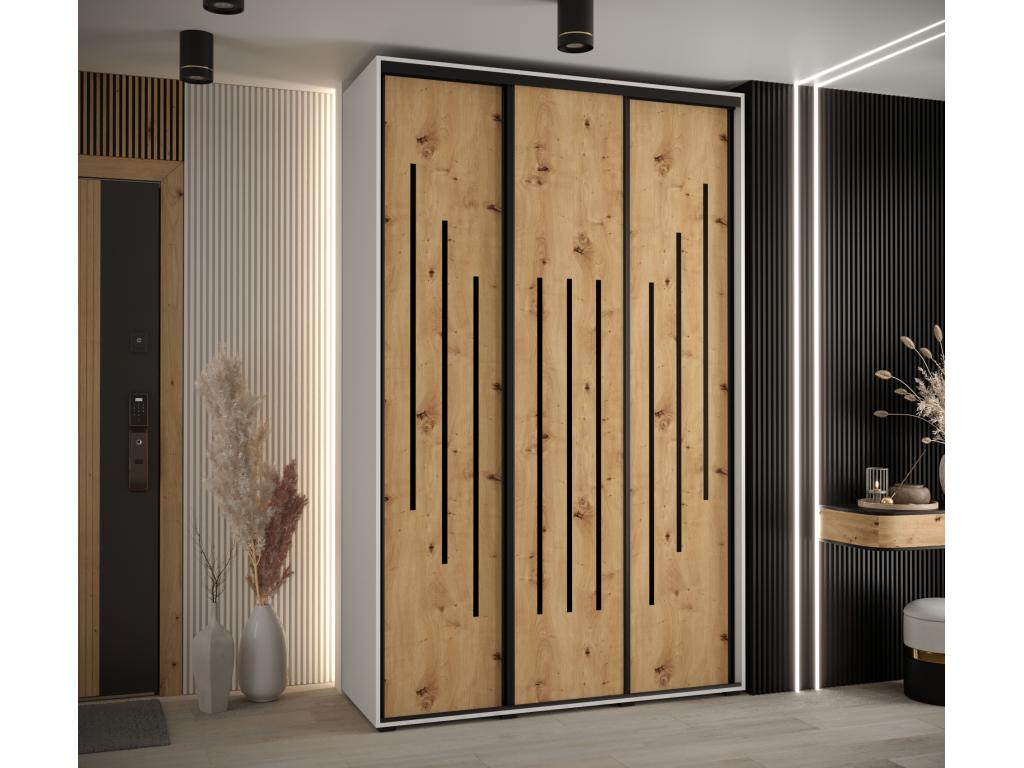 Meublori 8 Sliding Door Wardrobe 235.2/150/60 3 Doors White/Meublori/Black