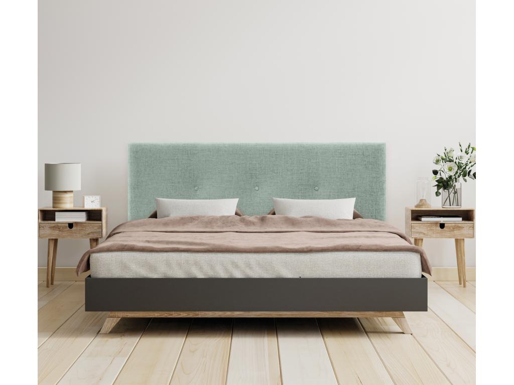 Chicyla Natural Wool Headboard with Buttons 150x105cm with Legs for 150cm Beds - Green DOSE68825