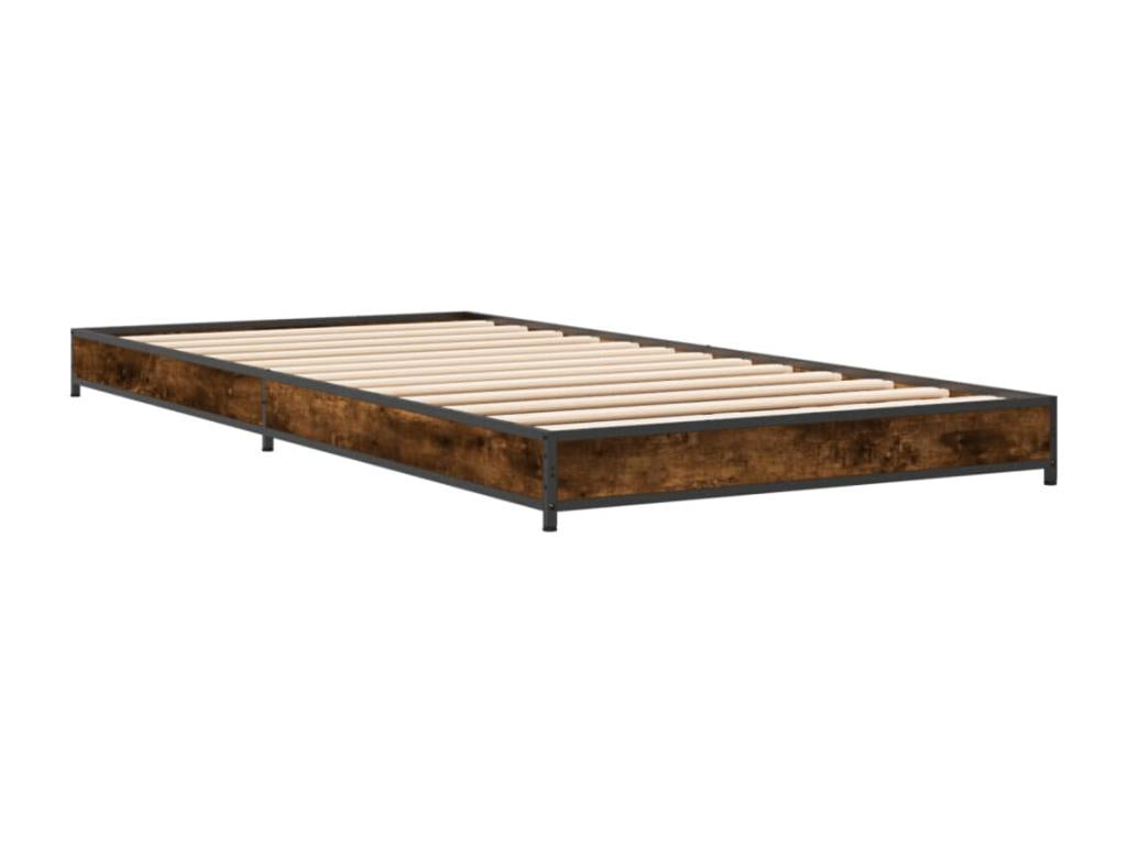 Smoked oak bed frame 90x190 cm engineered wood and metal UVGS58135