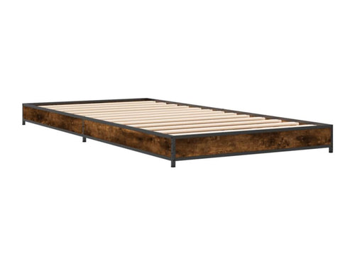 Smoked oak bed frame 90x190 cm engineered wood and metal UVGS58135